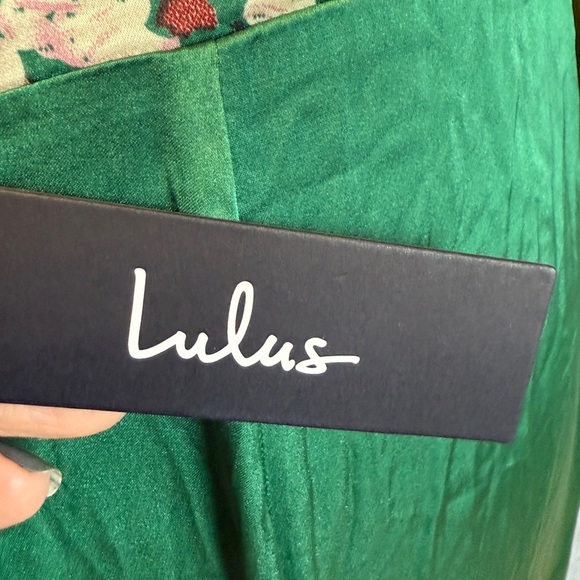 NWT Lulus Still the One Emerald Green Floral Print Satin Maxi Dress. XL #1553 - Picture 8 of 10